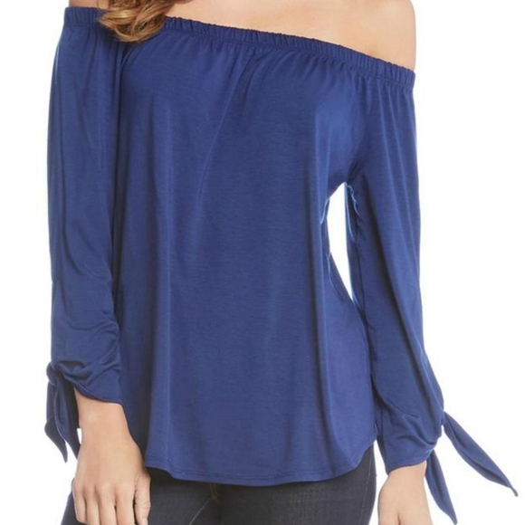 Lane Bryant Tops - Chaps off-the-shoulder navy blouse PLUS SIZE 2X